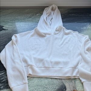 ALO Yoga White Cropped Hoodie